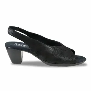 Women's Rochelle Slingback Sandal In Black Metallic Leather