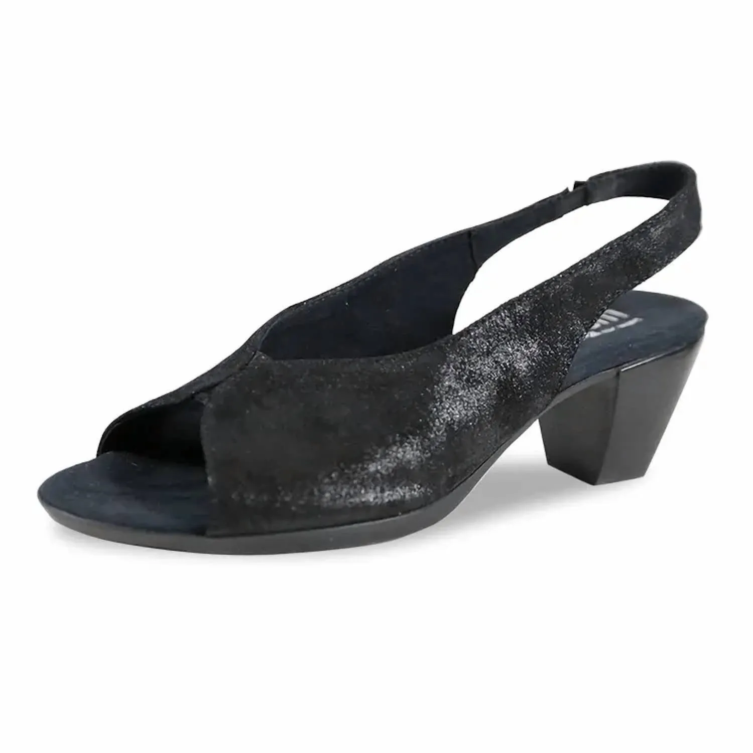 Women's Rochelle Slingback Sandal In Black Metallic Leather