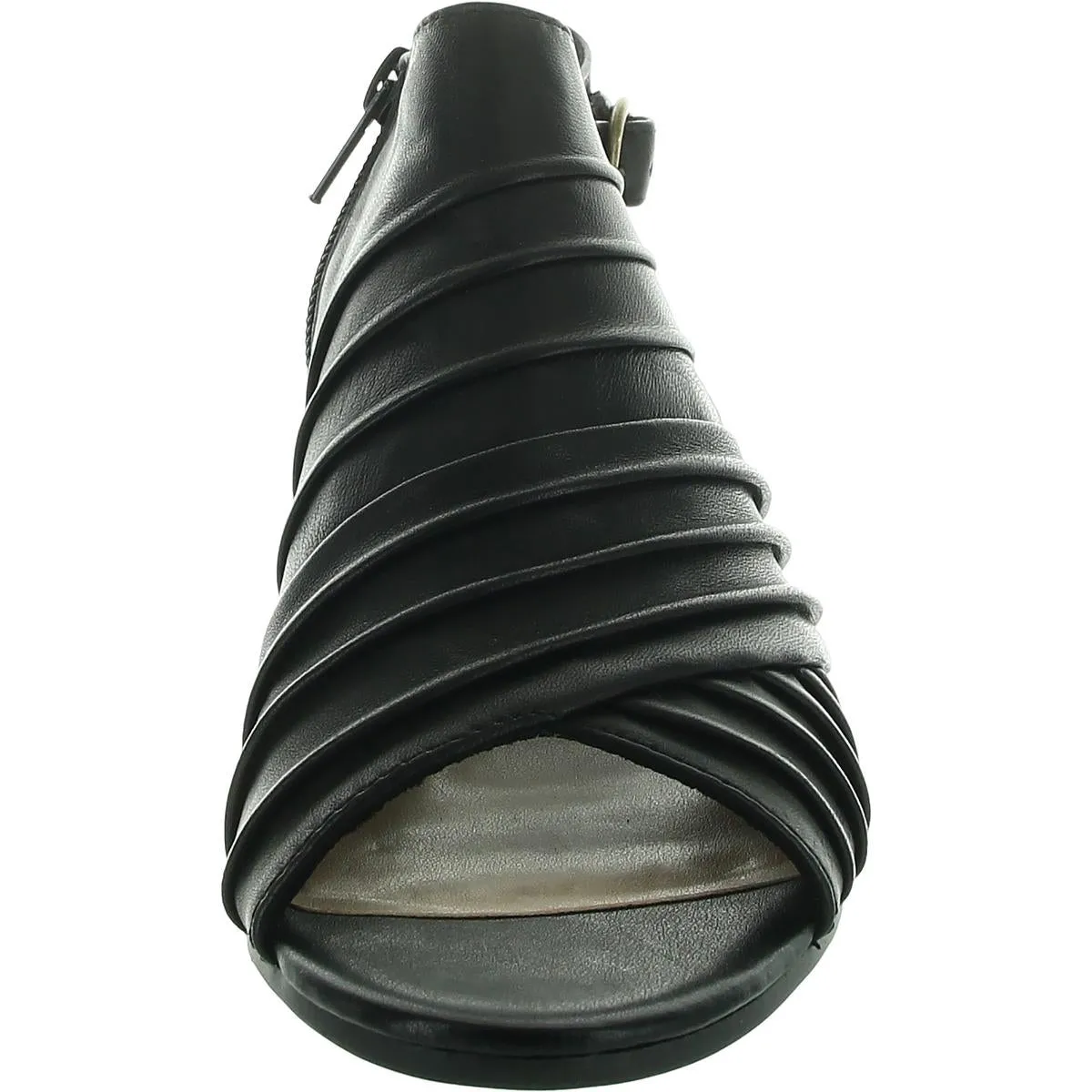 Womens Ruched Leather Ankle Strap