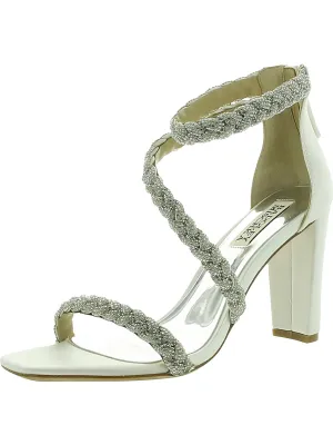 Womens Satin Embellished Ankle Strap