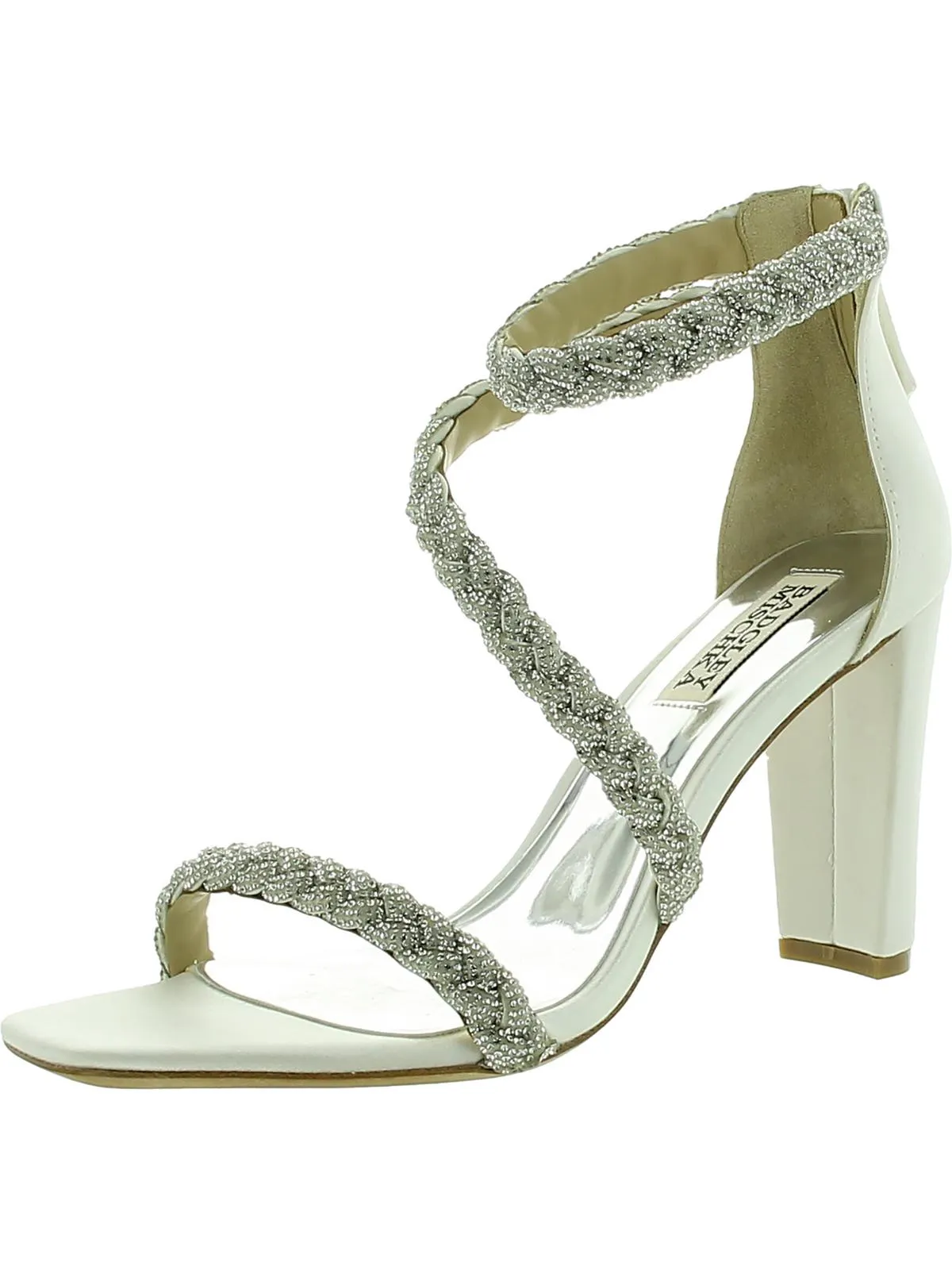 Womens Satin Embellished Ankle Strap