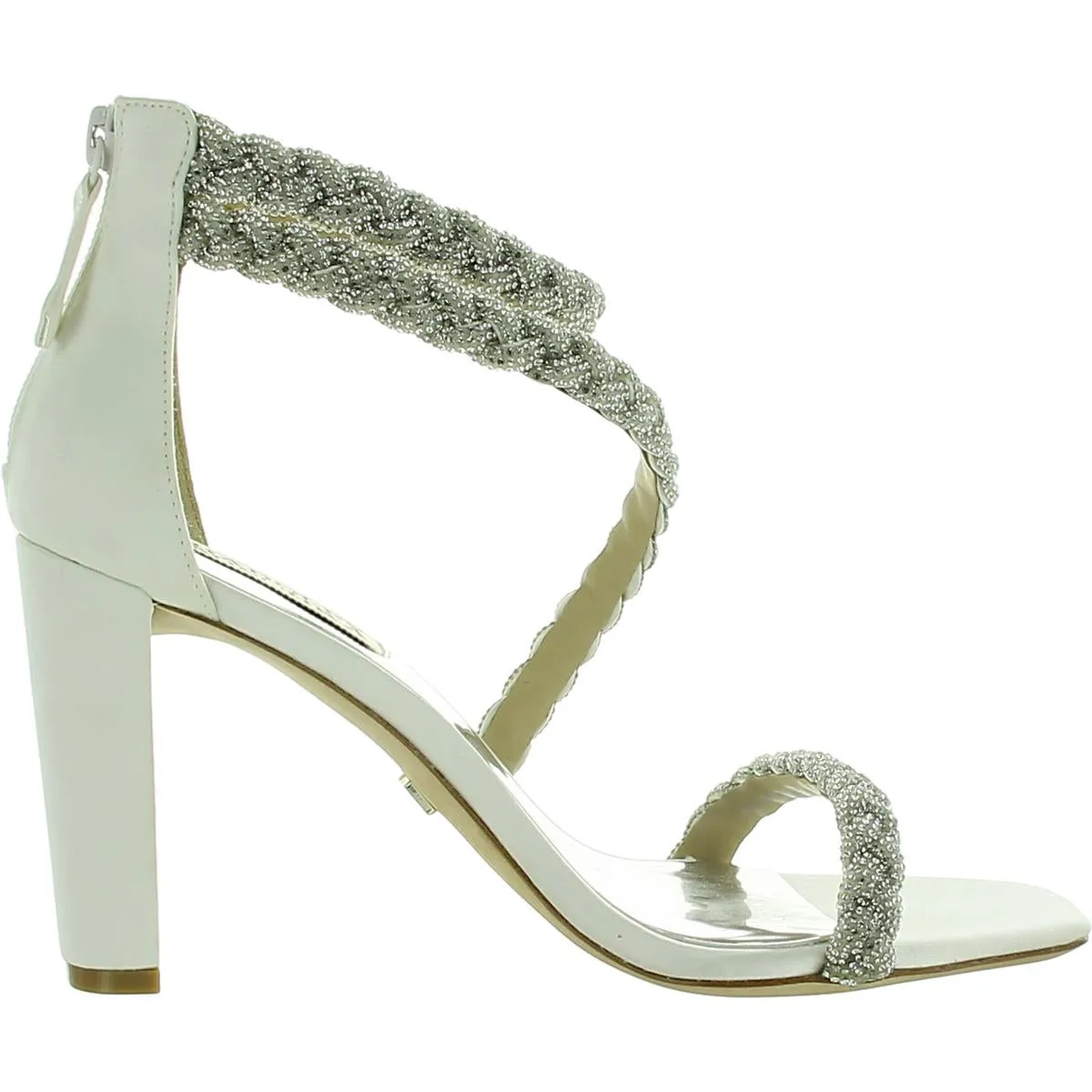 Womens Satin Embellished Ankle Strap