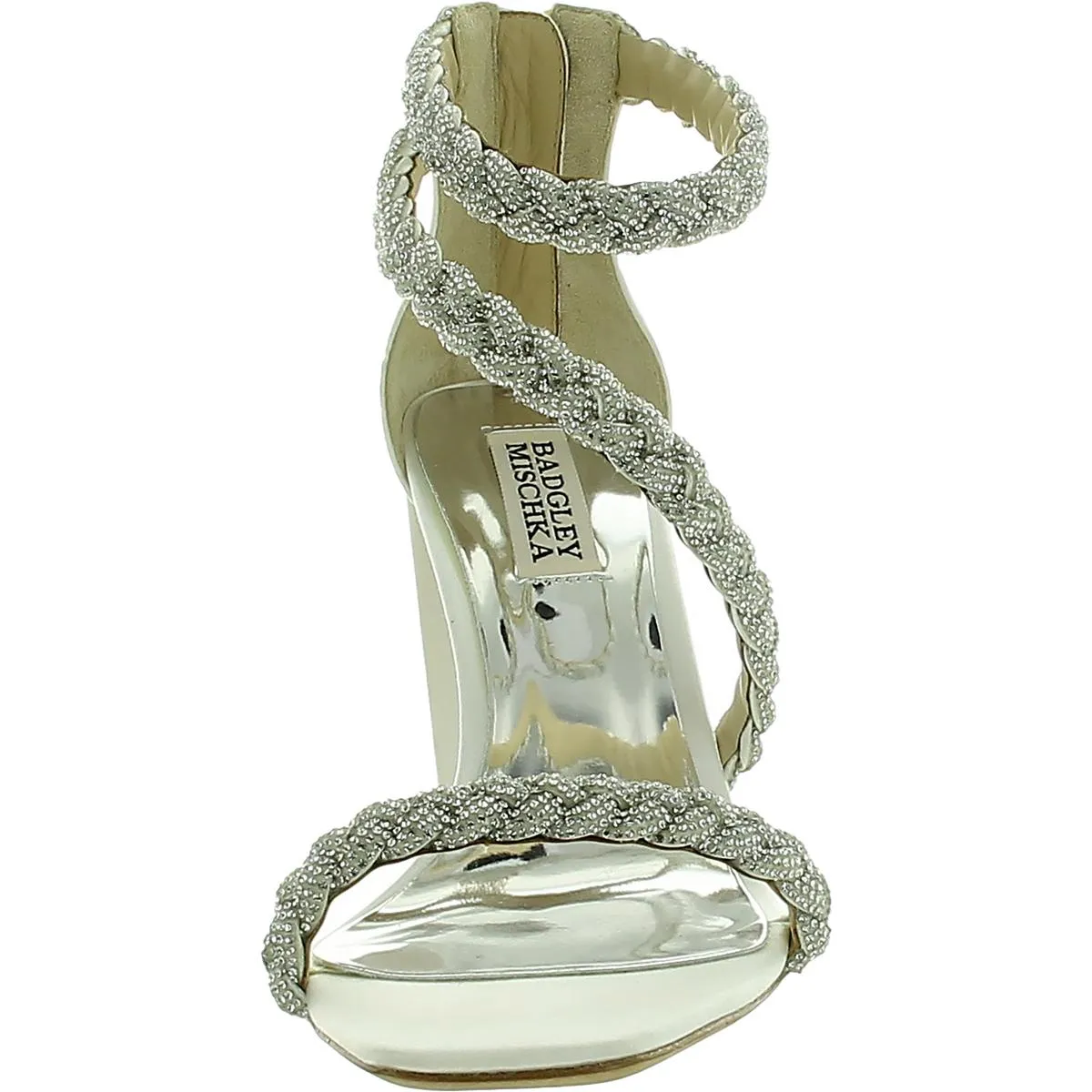 Womens Satin Embellished Ankle Strap