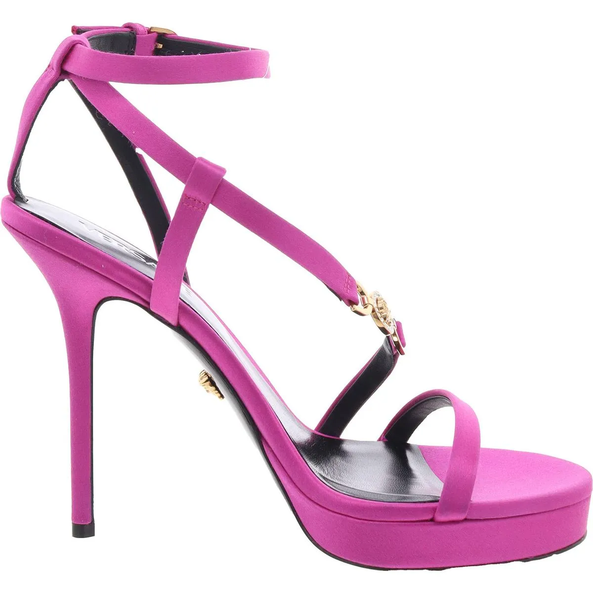 Womens Satin Logo Heels