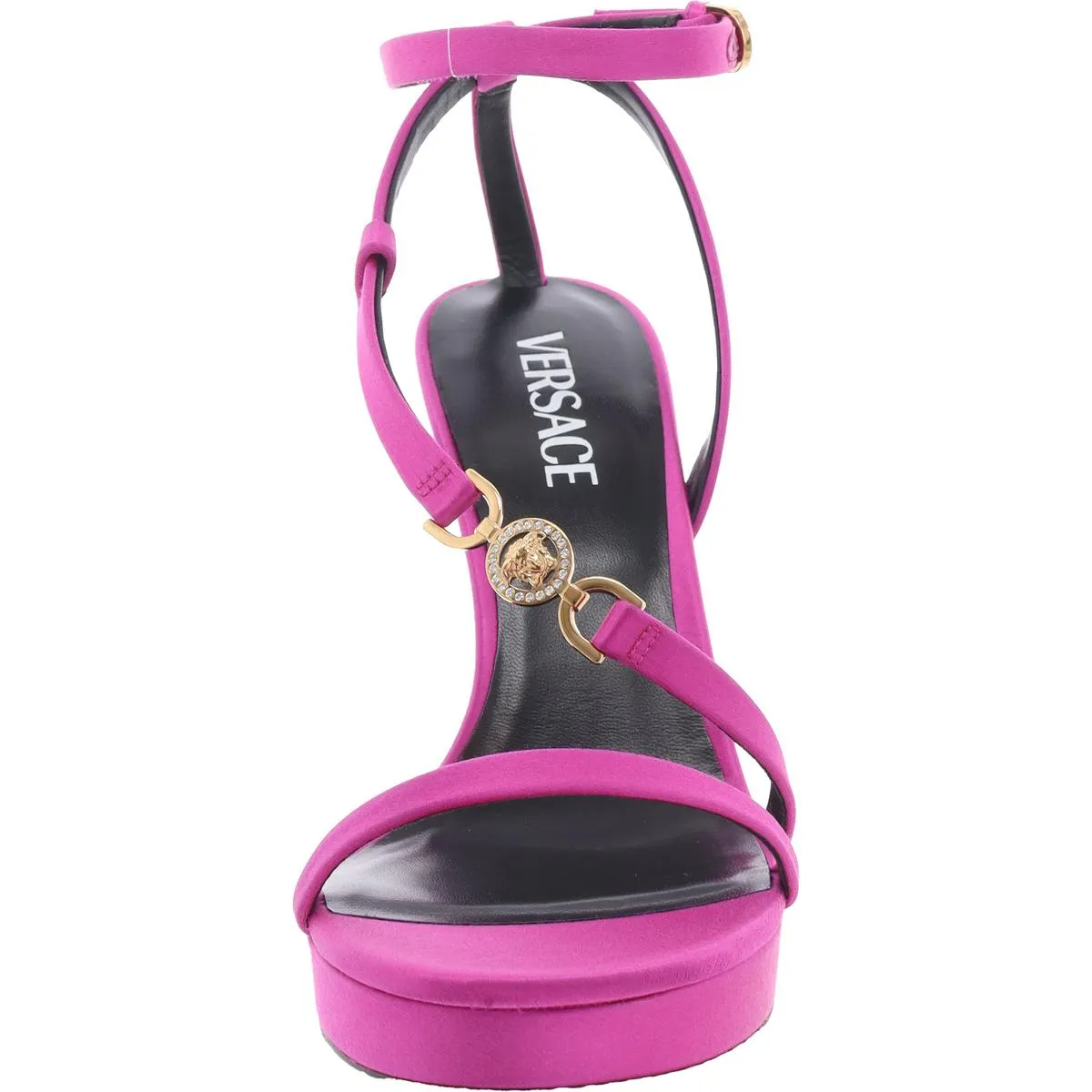 Womens Satin Logo Heels