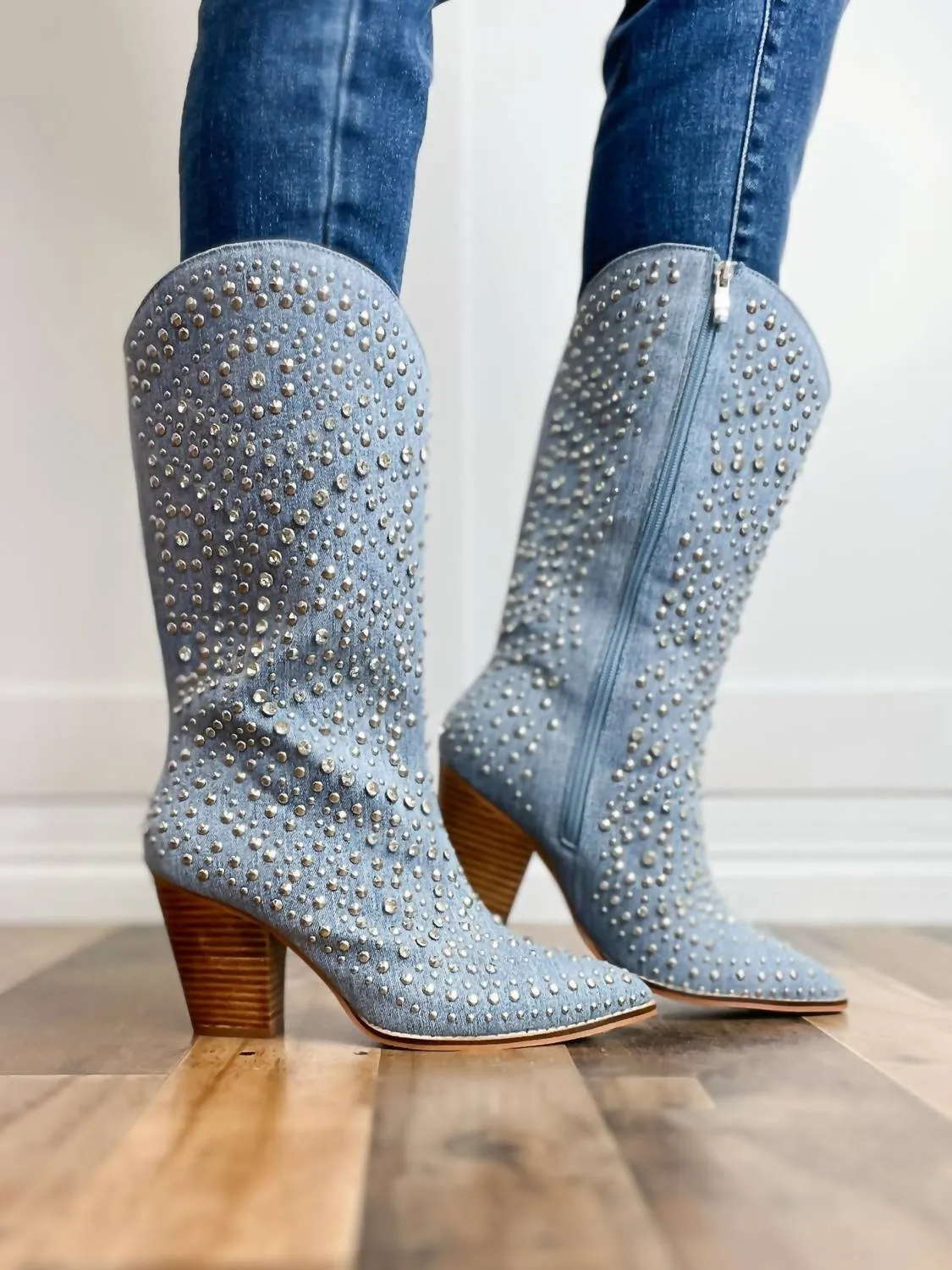 Women's Scootin Boots In Blue Denim