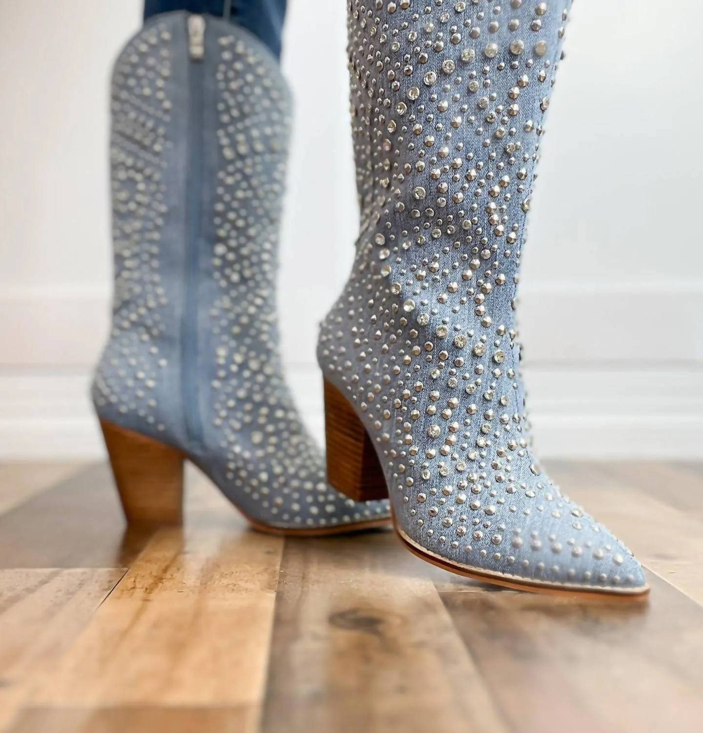 Women's Scootin Boots In Blue Denim