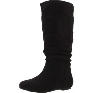 Womens Slouchy Faux Suede Mid-Calf Boots