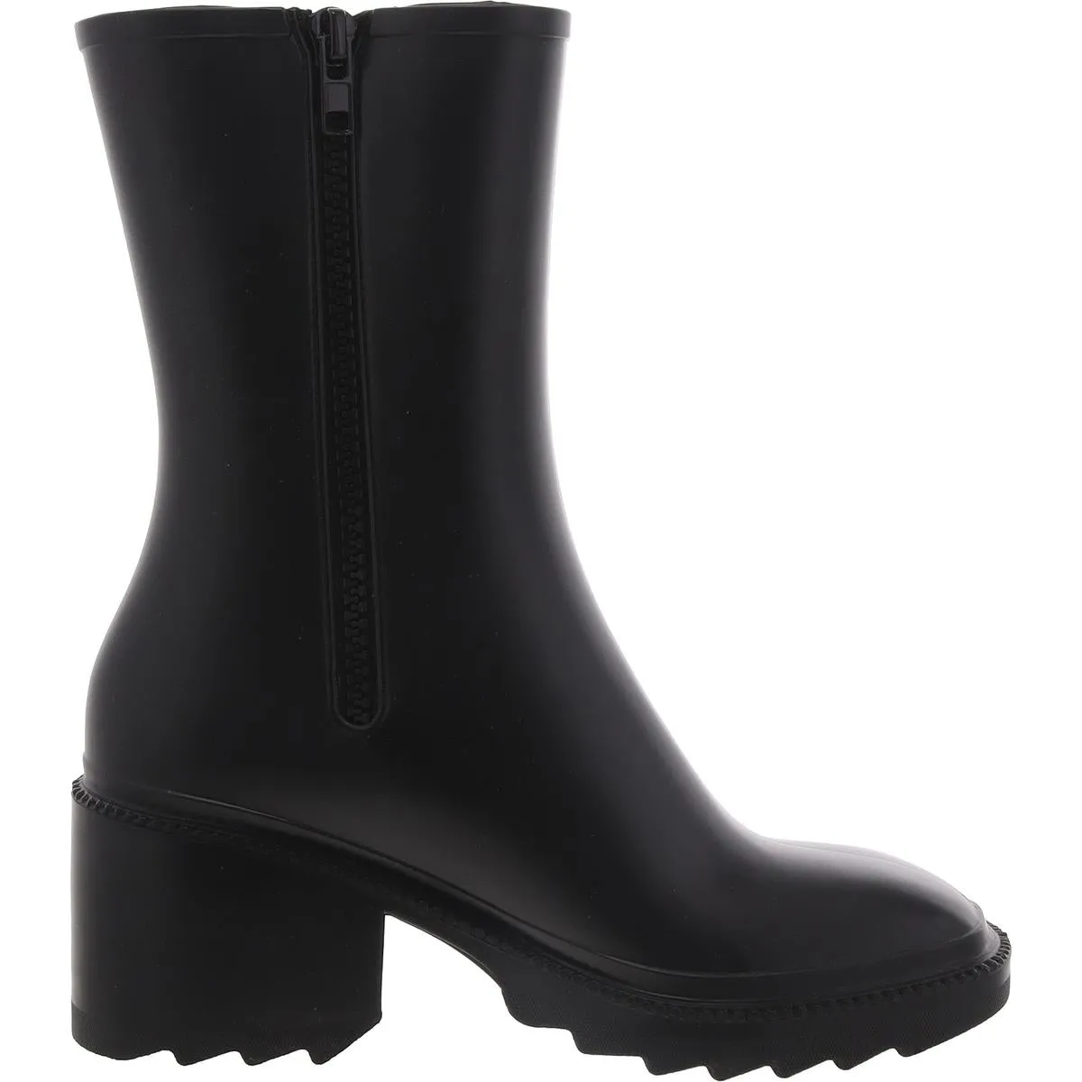 Womens Square Toe Zipper Mid-Calf Boots