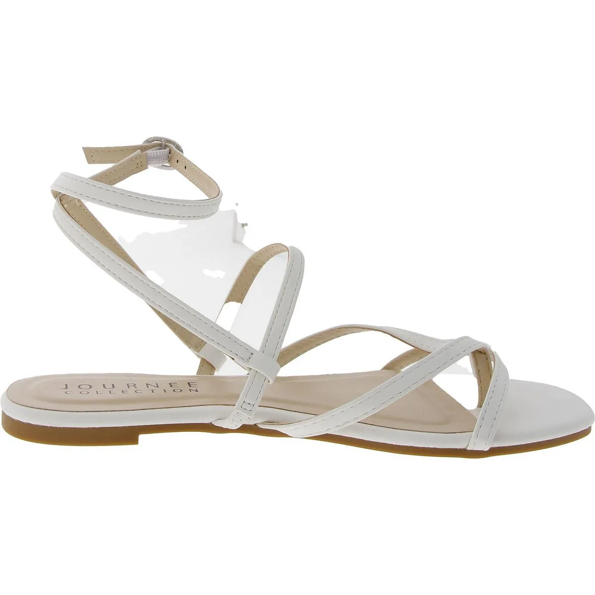 Womens Strappy Faux Leather Ankle Strap