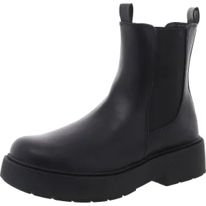 Womens Stretch Faux Leather Chelsea Boots