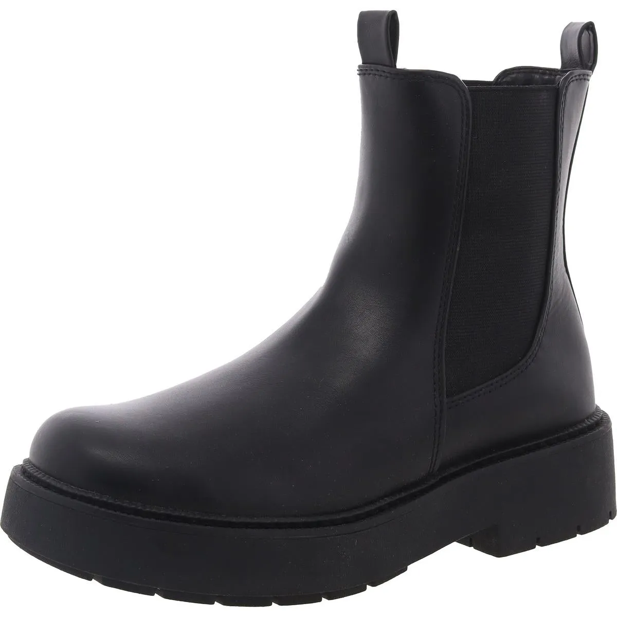 Womens Stretch Faux Leather Chelsea Boots