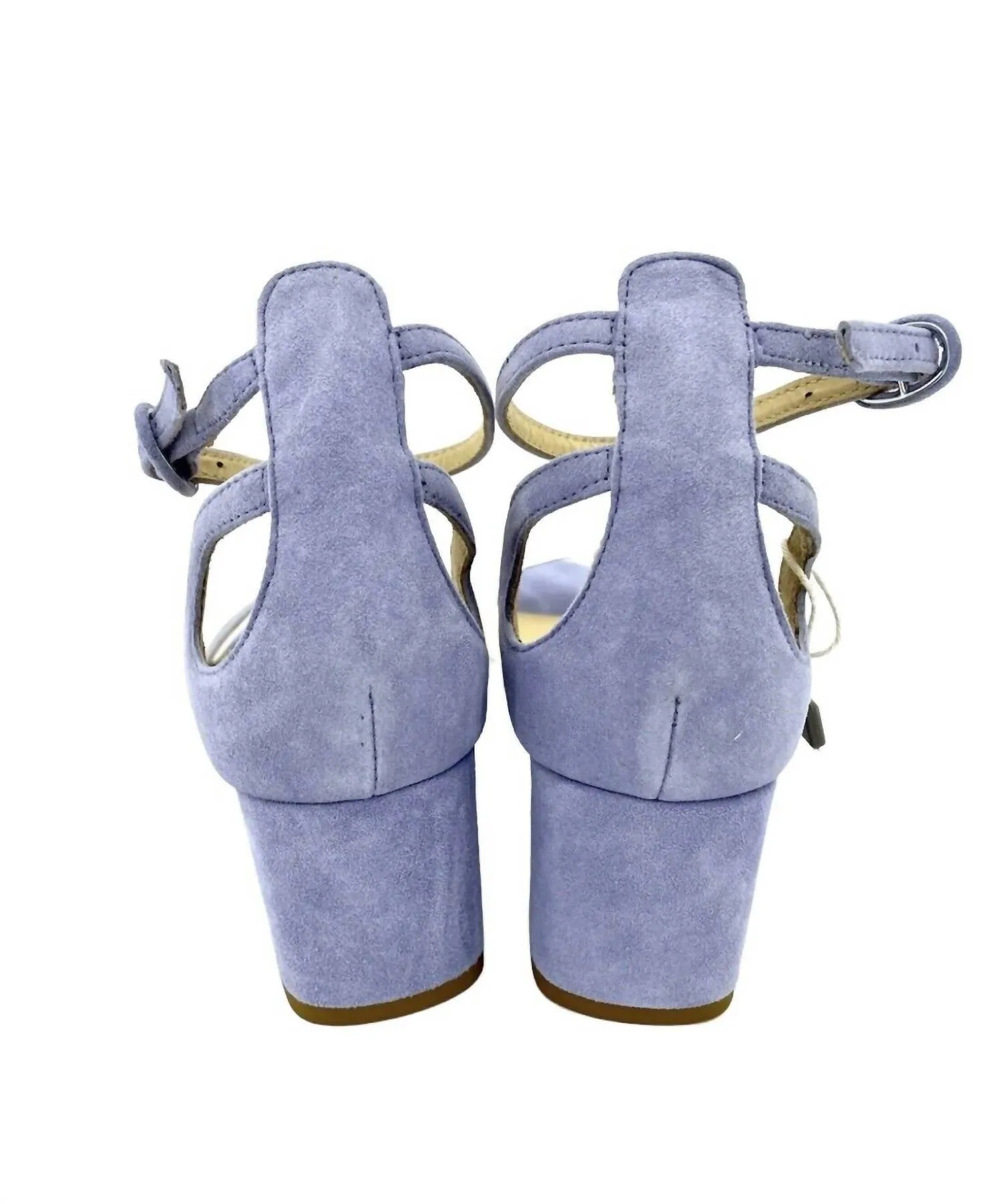 Women's Suede Leather Block Heels Open Toe Ankle Sandals In Purple