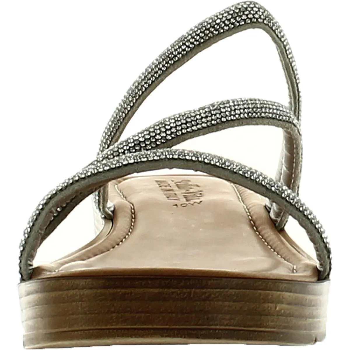 Womens Suede Rhinestone Flatform Sandals