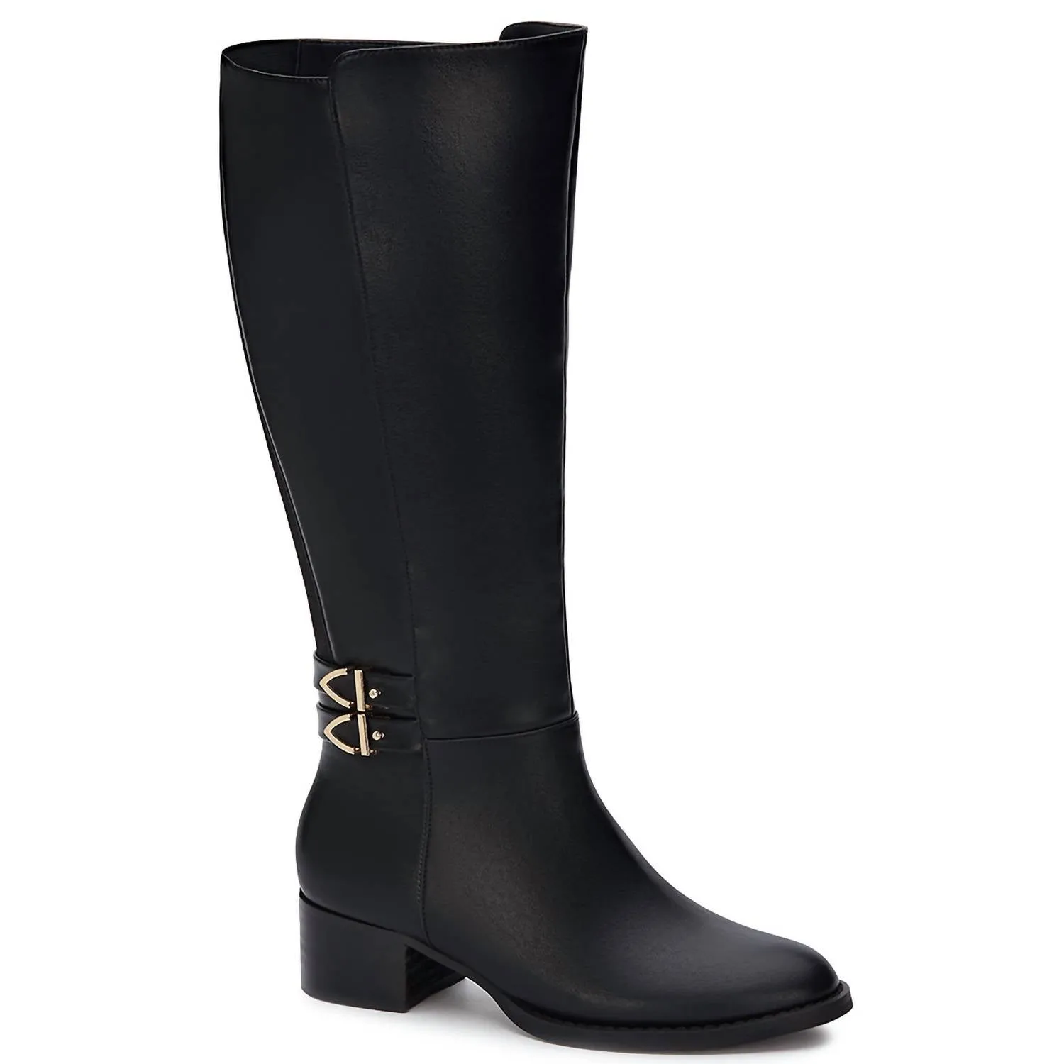 Women's Tall Riding Boots With Elastic On Shaft In Black