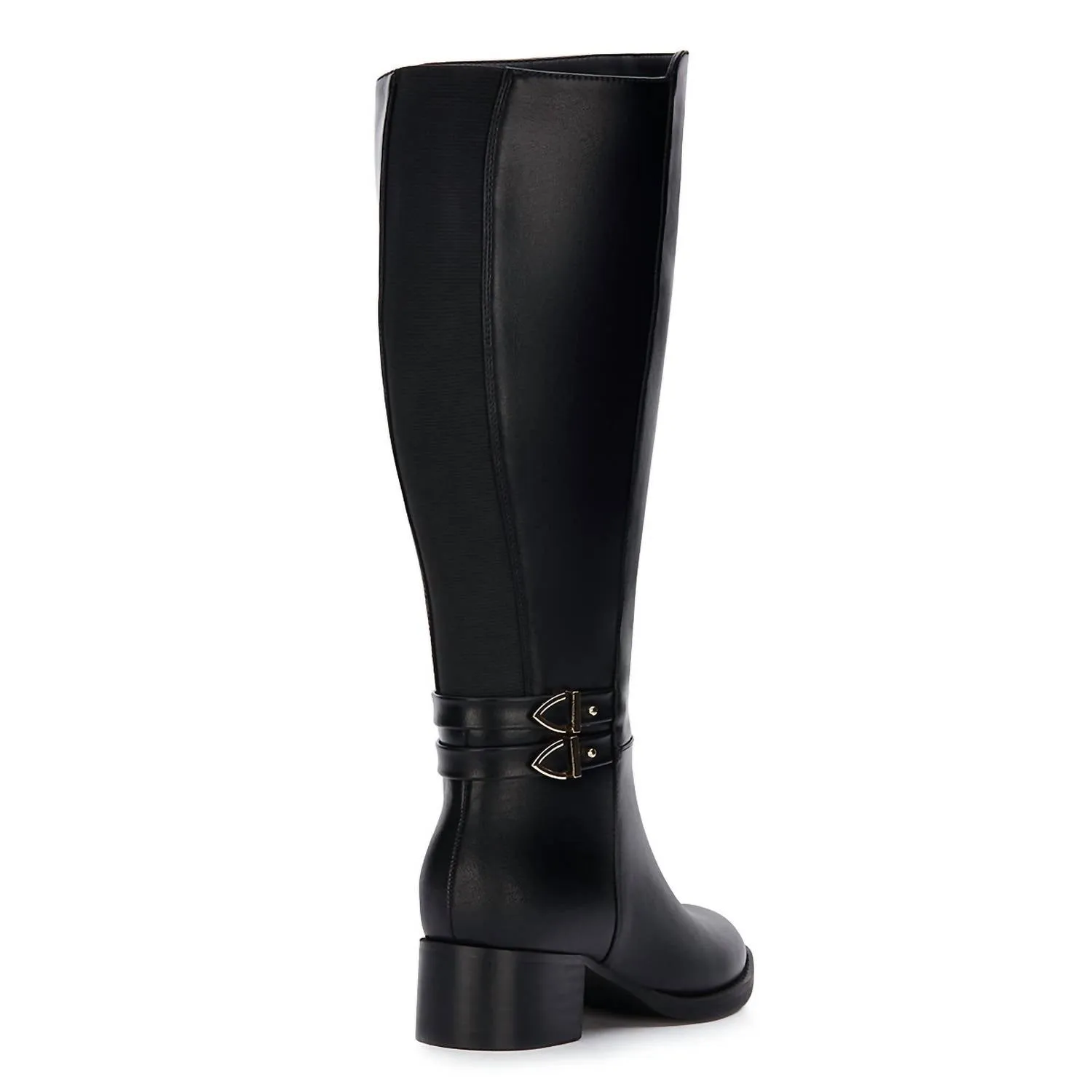Women's Tall Riding Boots With Elastic On Shaft In Black