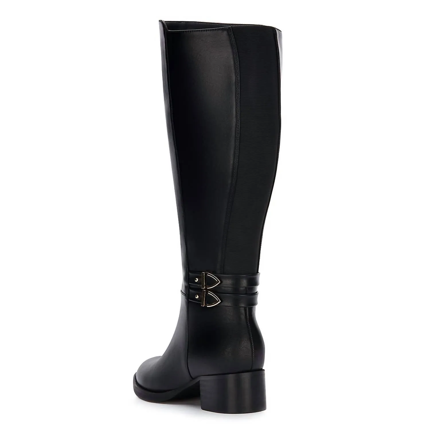 Women's Tall Riding Boots With Elastic On Shaft In Black