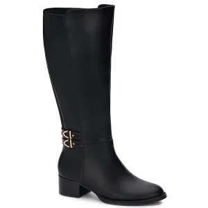Women's Tall Riding Boots With Elastic On Shaft In Black