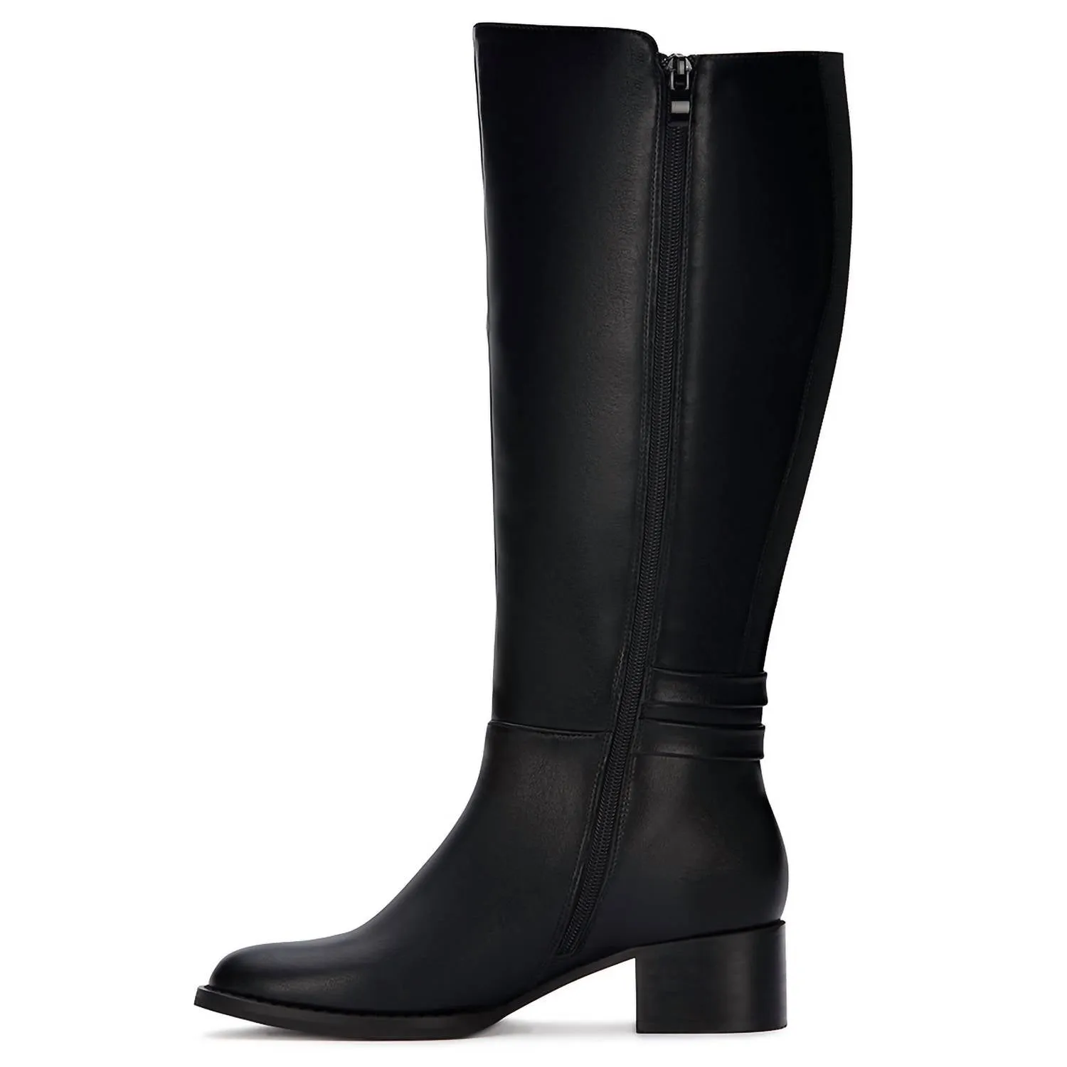 Women's Tall Riding Boots With Elastic On Shaft In Black