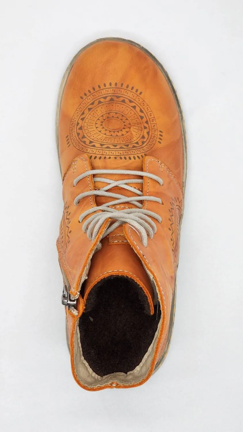 Women's Timeless Fleece-Lined Zip-Up Leather Boots In Orange