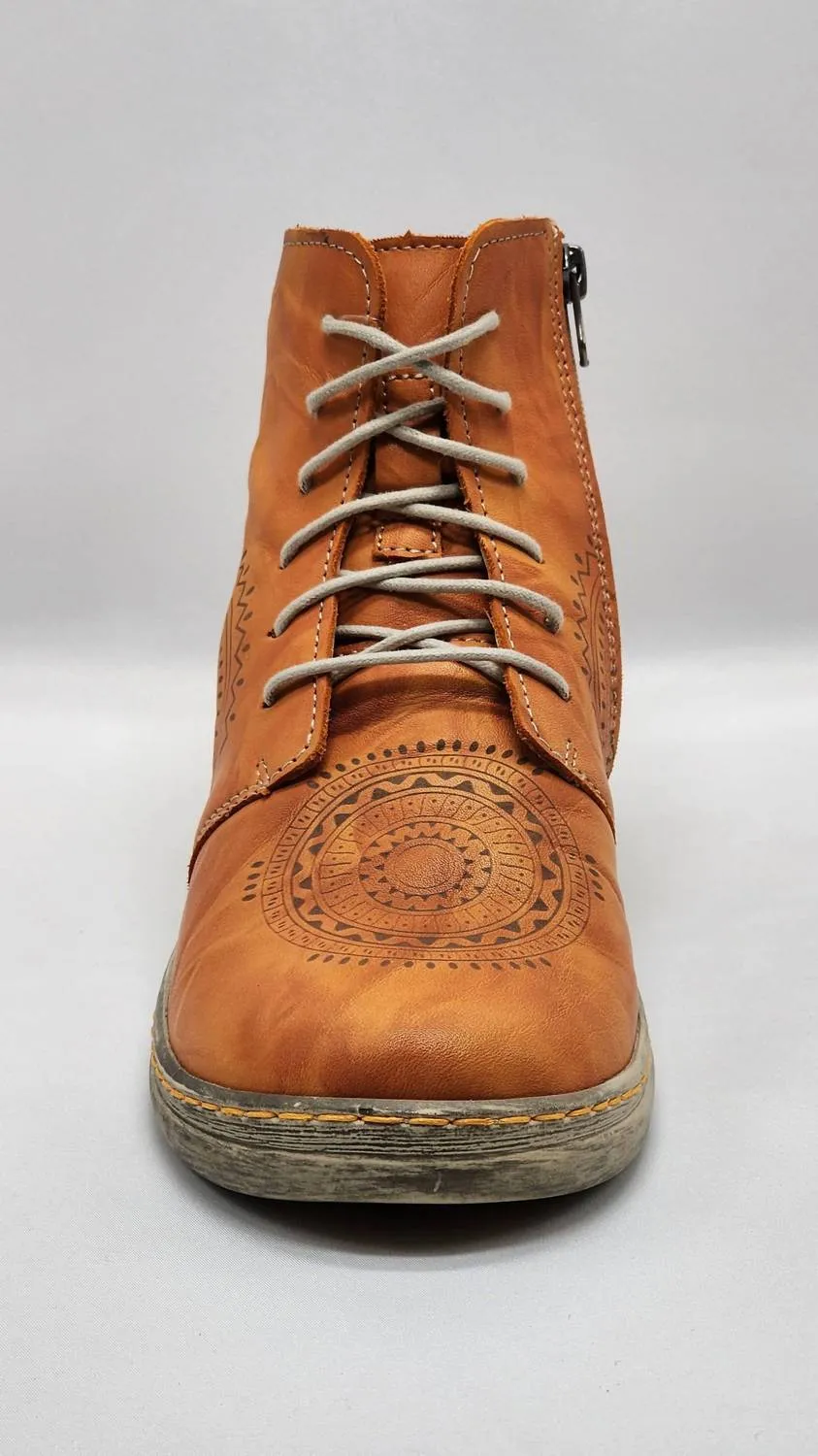 Women's Timeless Fleece-Lined Zip-Up Leather Boots In Orange
