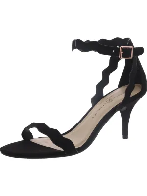 Womens Velour Ankle Strap Heels