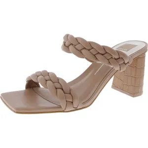 Womens Woven Faux Leather Block Heel