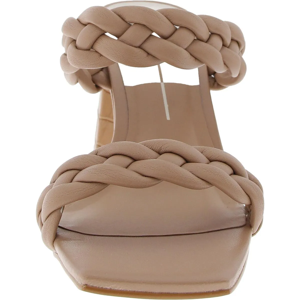 Womens Woven Faux Leather Block Heel