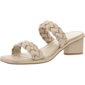 Womens Woven Faux Leather Slide Sandals