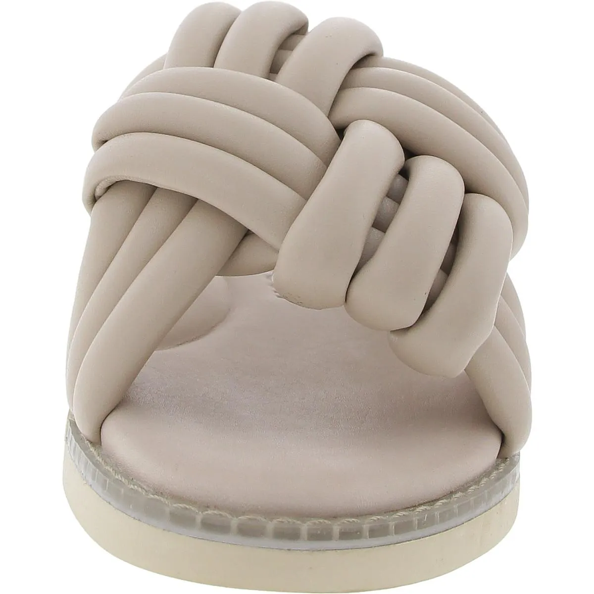 Womens Woven Faux Leather Slide Sandals