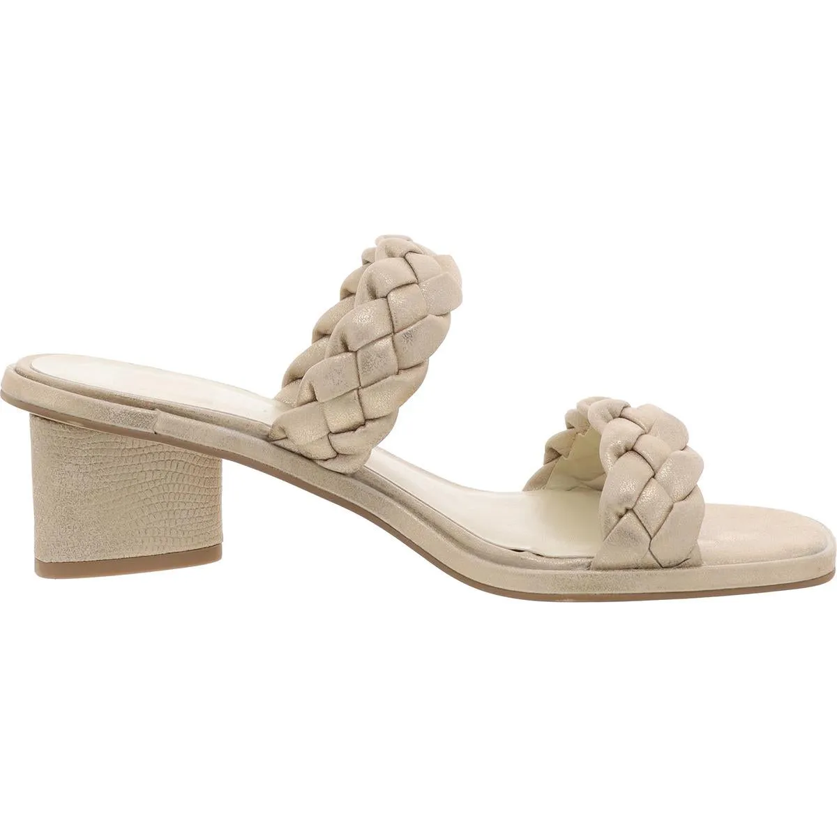 Womens Woven Faux Leather Slide Sandals