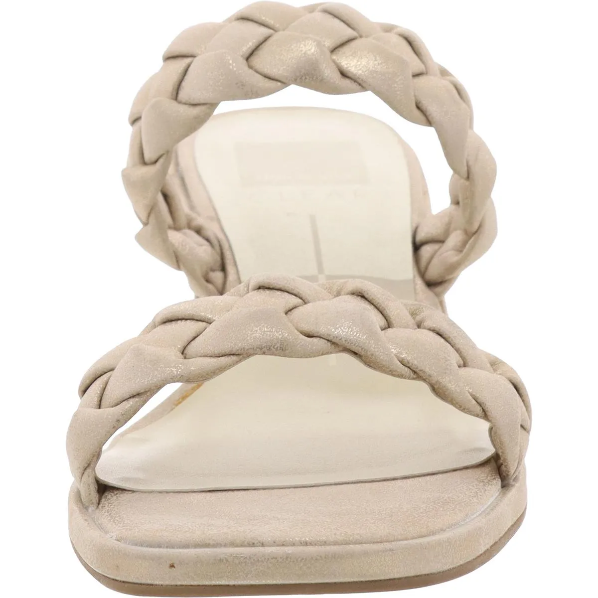 Womens Woven Faux Leather Slide Sandals