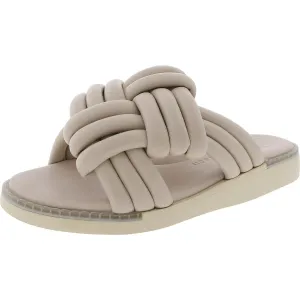 Womens Woven Faux Leather Slide Sandals
