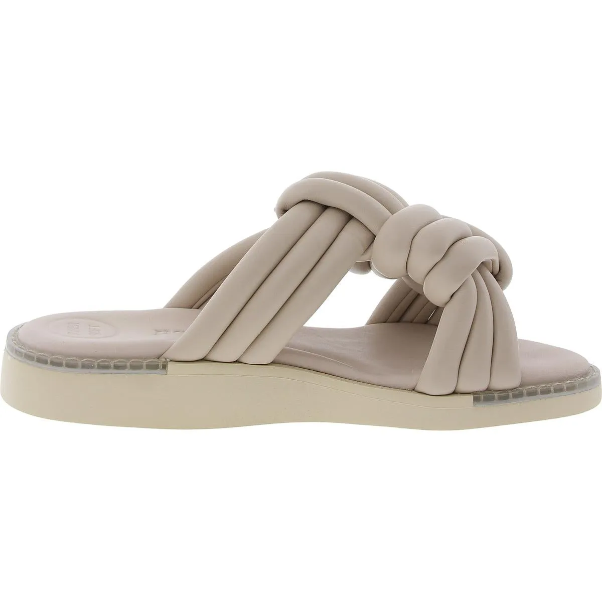 Womens Woven Faux Leather Slide Sandals
