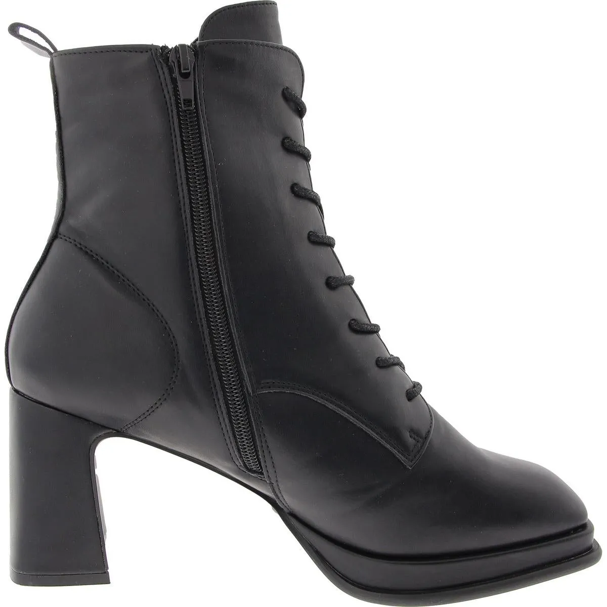 Womens Zipper Faux Leather Combat & Lace-Up Boots