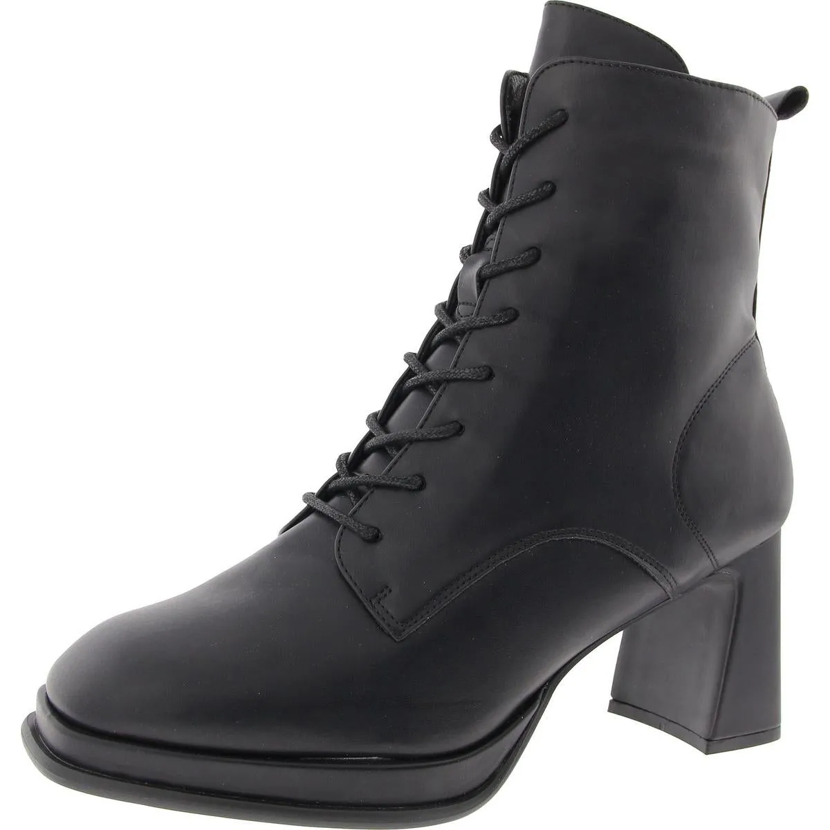 Womens Zipper Faux Leather Combat & Lace-Up Boots
