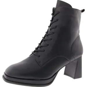 Womens Zipper Faux Leather Combat & Lace-Up Boots