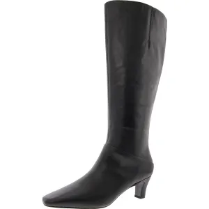 Womens Zipper Leather Knee-High Boots