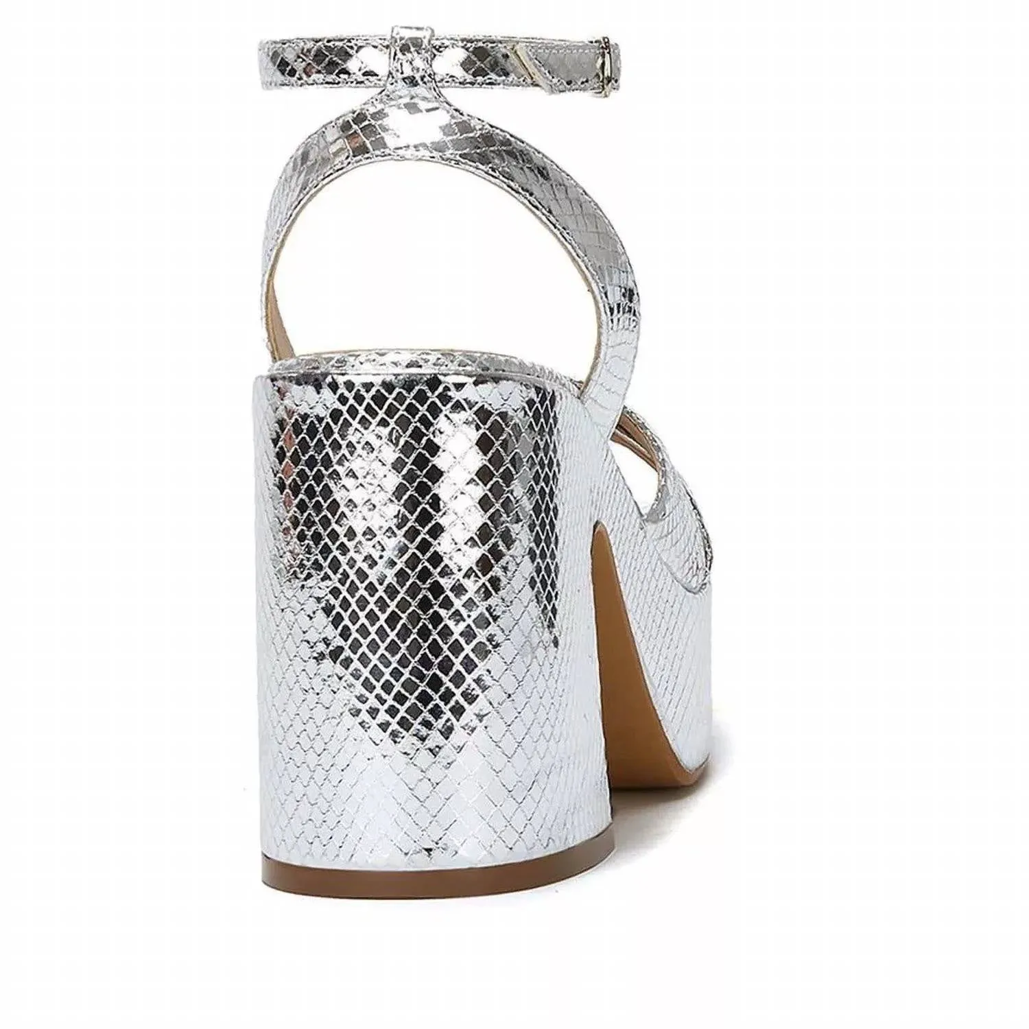 Womne's Metallic Platform Sandals In Metallic Silver