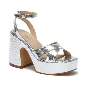 Womne's Metallic Platform Sandals In Metallic Silver