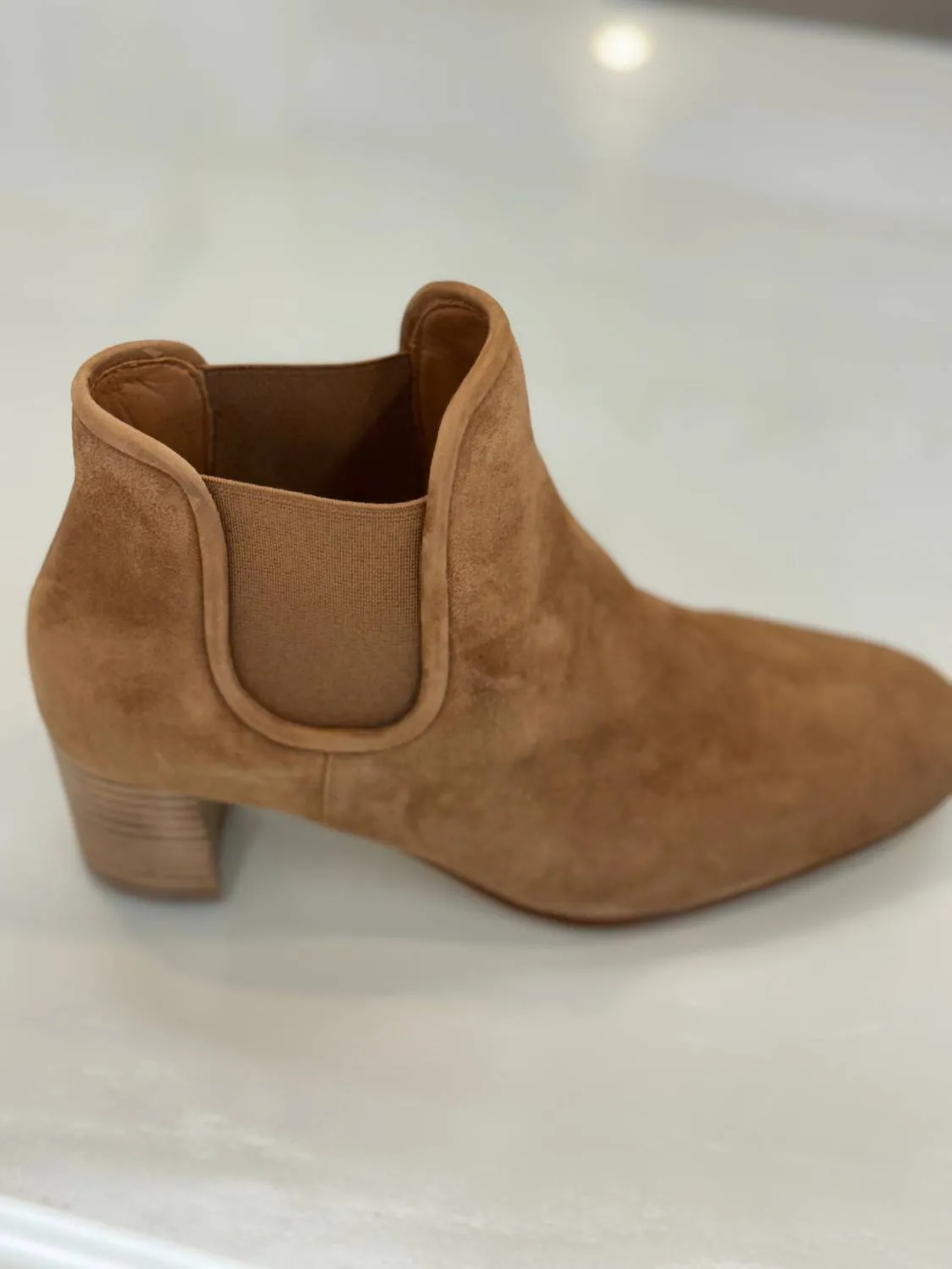 Xiane Suede Chelsea Ankle Boot In Biscuit