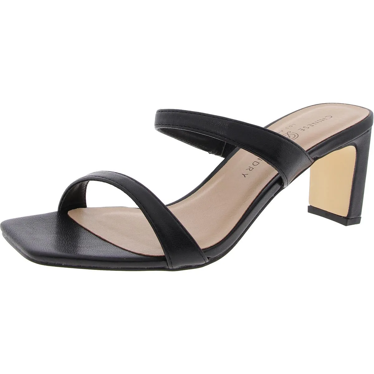 Yanti Womens Faux Leather Square Toe Heels