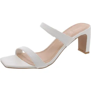 Yanti Womens Faux Leather Square Toe Heels