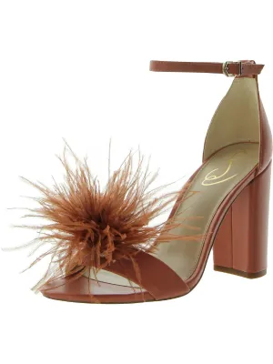 Yaro Feather Womens Block Heel Ankle Strap Heels