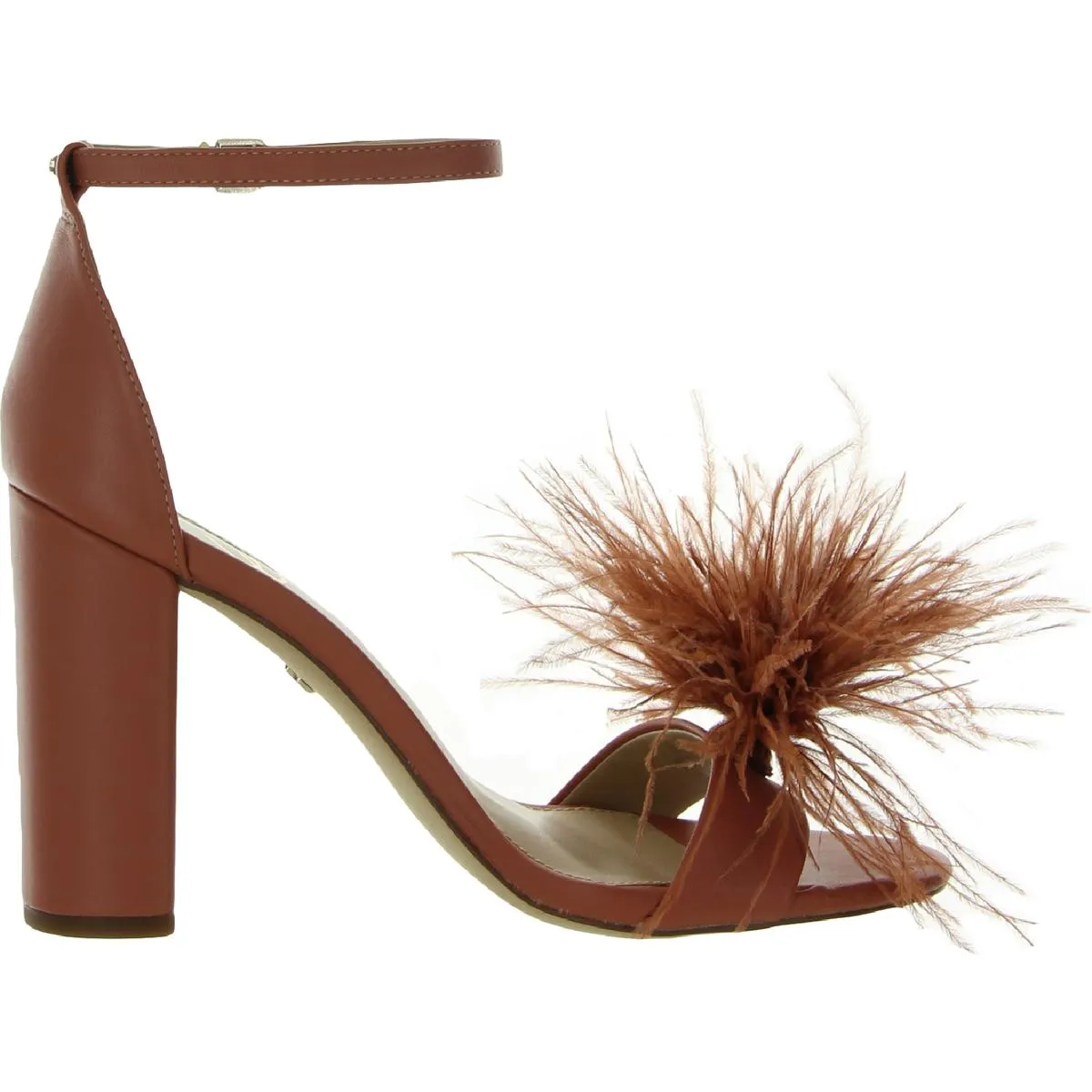 Yaro Feather Womens Block Heel Ankle Strap Heels