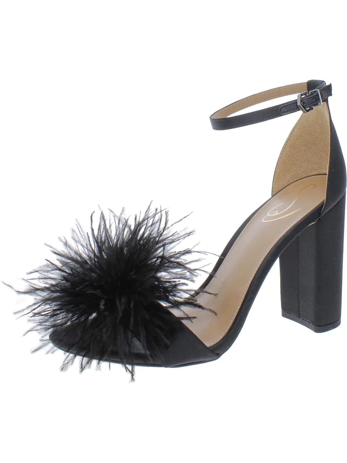 Yaro Feather Womens Block Heel Ankle Strap Heels