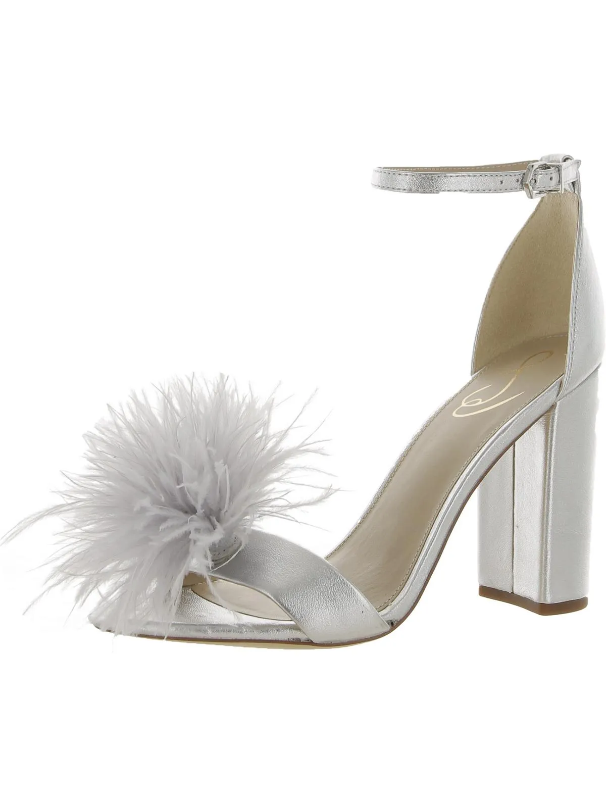 Yaro Feather Womens Block Heel Ankle Strap Heels