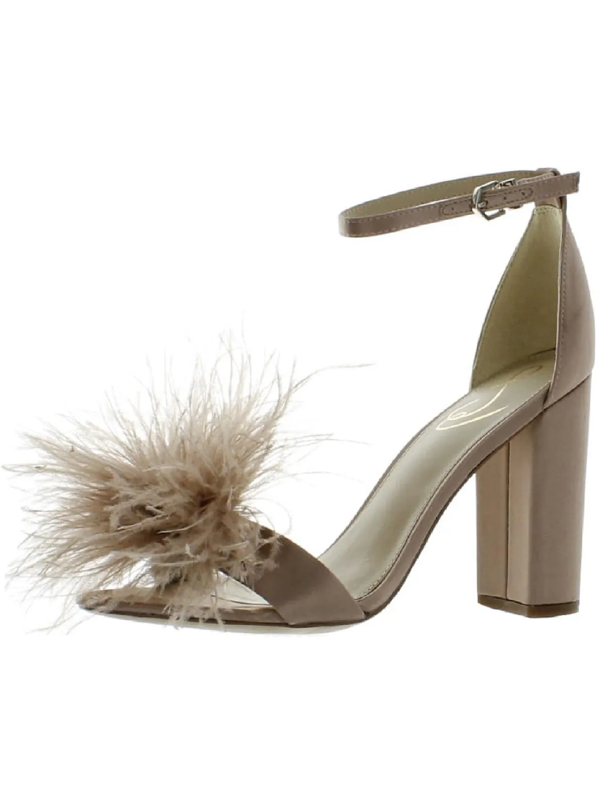 Yaro Feather Womens Block Heel Ankle Strap Heels