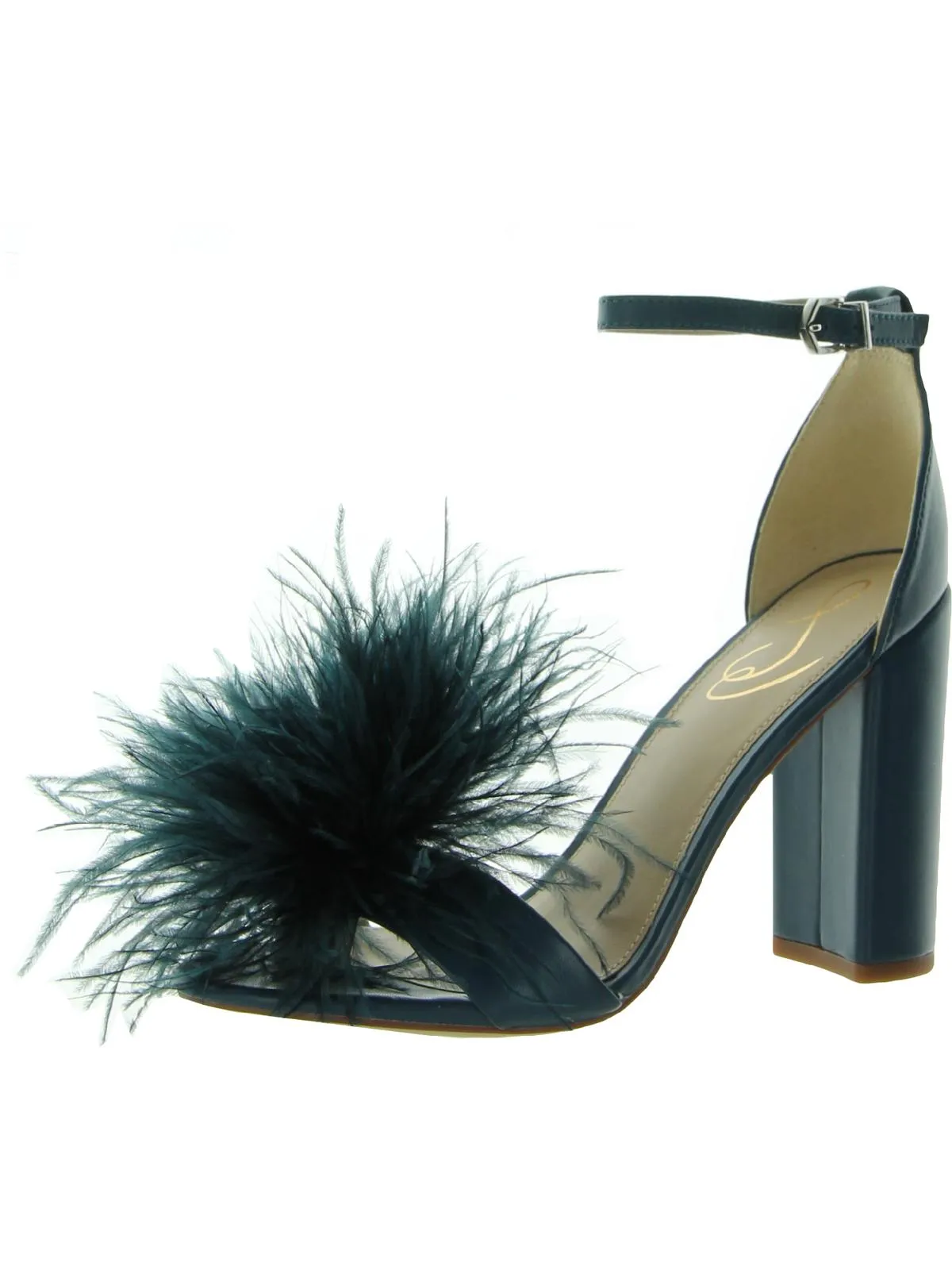Yaro Feather Womens Block Heel Ankle Strap Heels