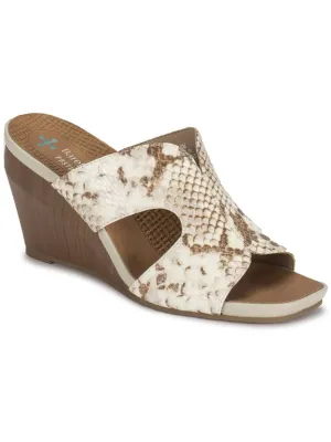 Yinifer Womens Faux Leather Animal Print Wedge Sandals